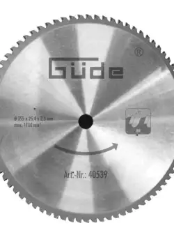 Disc pentru fierastrau circular, taiere metal Guede 40539, O355 x 25.4 mm, 72 dinti