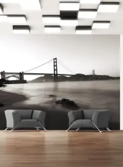 Fototapet San Francisco: Golden Gate Bridge In Black And White