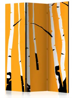 Paravan Birches On The Orange Background [Room Dividers] 135 cm x 172 cm