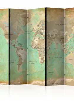 Paravan Turquoise World Map [Room Dividers] 225 cm x 172 cm