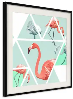 Poster Tropical Mosaic with Flamingos (Square)
