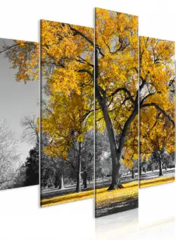 Tablou Autumn In The Park (5 Parts) Wide Gold