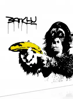 Tablou Banksy: Monkey With Banana (1 Part) Wide