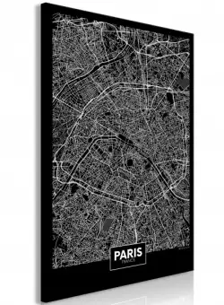 Tablou Dark Map Of Paris (1 Part) Vertical