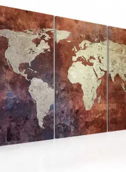 Tablou Rusty Map Of The World Triptych