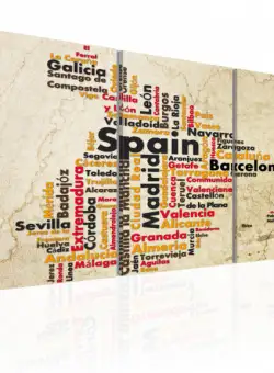 Tablou Spain: Text Map In Colors Of National Flag