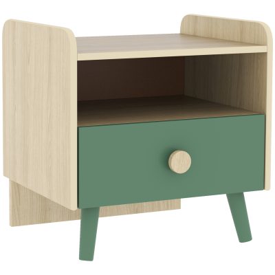 AIYAPLAY Noptieră cu sertar pentru copii 3-10 ani, din MDF și lemn de pin, 40 x 32,5 x 40 cm, verde | Aosom Romania