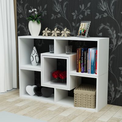 Bibliotecă Beled, Alb, 105x30x76 cm - Alb