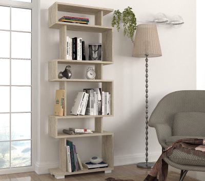 Bibliotecă Blok, Diverse culori, 60x20x165 cm - Travertin