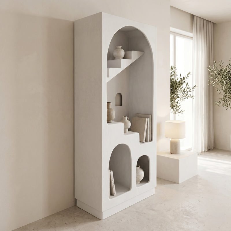 Biblioteca Boolten, MDF, Alb, 80x38x190 cm - Alb