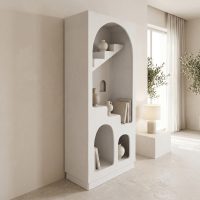 Biblioteca Boolten, MDF, Alb, 80x38x190 cm - Alb