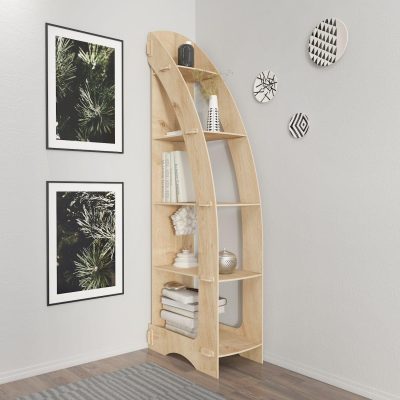 Biblioteca Colt Asro cu 5 Rafturi, Stejar, 58 X 180 X 32 Cm - Stejar