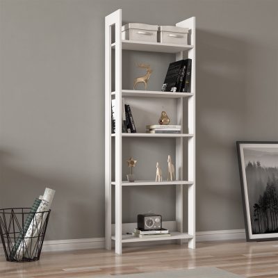 Bibliotecă Country, Diverse culori, 64x30x180 cm - Alb