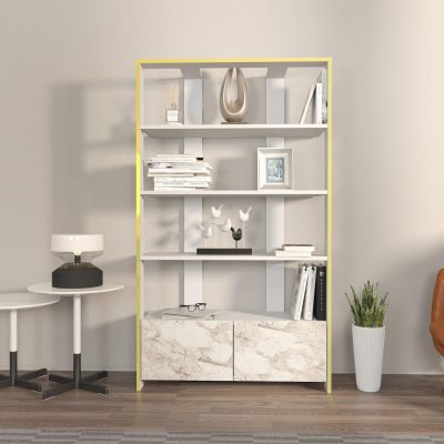 Biblioteca Elly cu 2 Usi si 5 Rafturi,  93 X 160 X 32 Cm - Alb
