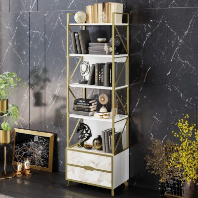 Bibliotecă Frida 60 Cm, Alb, 59x35x191 cm - Alb