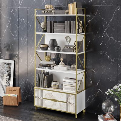 Bibliotecă Frida 90 Cm, Alb, 89x35x191 cm - Alb