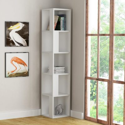 Bibliotecă Piano, Alb, 34x34x161 cm - Alb