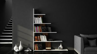 Bibliotecă Reward, Diverse culori, 122x20x120 cm - Alb - Nuc