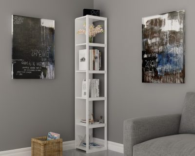 Bibliotecă Texas, Diverse culori, 34x30x180 cm - Alb