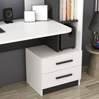 Birou Alaska, Alb - Negru, 120x60x74 cm - Alb - Negru