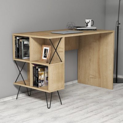 Birou Extra cu rafturi,  120 x 79 x 60 cm - Stejar
