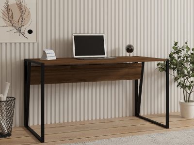 Birou Kemer, Nuc - Negru, 140x70x74 cm - Nuc - Negru