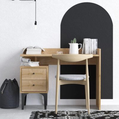 Birou Puuk cu 2 sertare, Stejar, 100x80x45 cm - Stejar