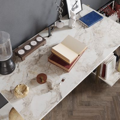 Birou Reader, Diverse culori, 125x60x74 cm - Alb - Auriu