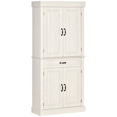 Bufet de bucatarie HOMCOM cu 2 dulapuri cu 2 usi si sertar, din lemn 80x35x180cm alb | Aosom RO