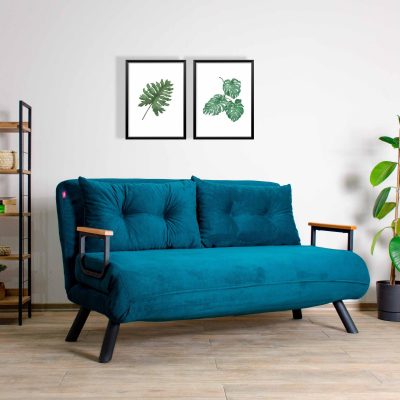 Canapea extensibilă 2 locuri Micic, Diverse culori, 133x50x41 cm - Verde petrol