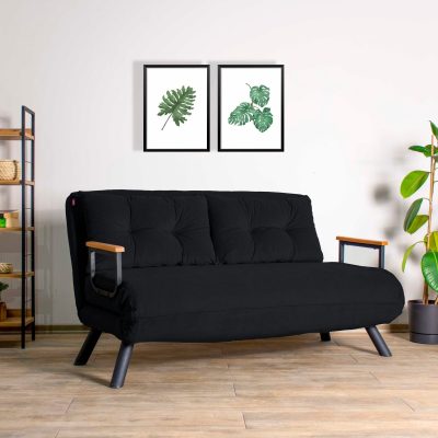 Canapea extensibilă 2 locuri Sando, Diverse culori, 133x50x41 cm - Negru