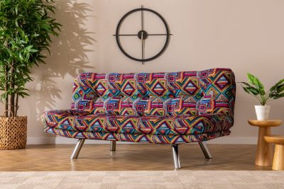 Canapea extensibilă 3 locuri Misa, Patchwork, Multicolor, 175x52x40 cm - Multicolor