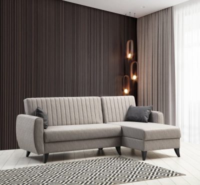 Canapea extensibilă Alkon, Colț, Diverse culori, 223x130x86 cm - Gri deschis