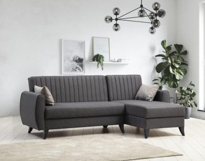 Canapea extensibilă Alkon, Colț, Diverse culori, 223x130x86 cm - Gri închis