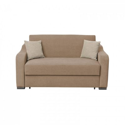 Canapea extensibila FRUNZA, 2 locuri, cu arcuri, lada depozitare, bej + crem, 165x110x90 cm