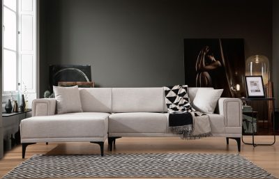 Canapea extensibilă Horizon, Colț, Stânga, Diverse culori, 250x140 cm - Ecru
