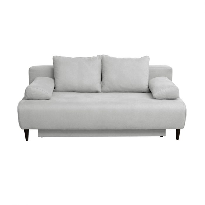 Canapea extensibila MARIA, 3 locuri, cu arcuri si lada depozitare, gri deschis, 195x97x76 cm