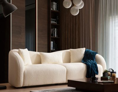 Canapea fixă Venedik, Crem, Diverse configurații, Diverse dimensiuni - 3 locuri / 236x91x76 cm