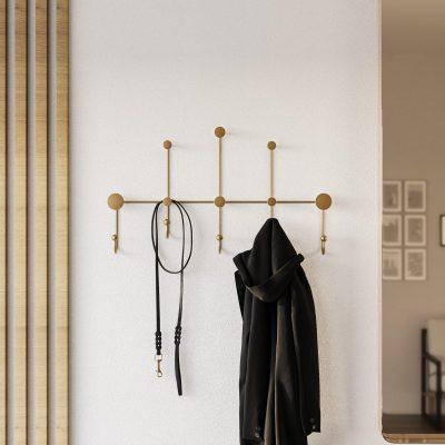 Cârlig de perete metalic Iyon-A, Aur, 10x45x80 cm - Auriu