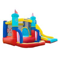 Castel Gonflabil 4 in 1 Outsunny pentru Copii de la 3 la 8 ani cu Tobogan, Trambulina, Piscina si Pompa inclusa, 265x260x200cm | Aosom Romania