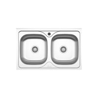 Chiuveta Sanobi, 2 Cuve universale, Inox lucios, pe masca, 80 x 50 cm