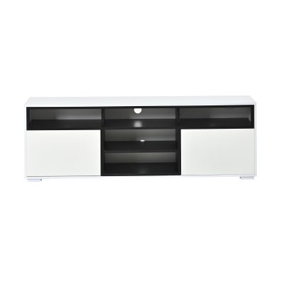Comodă TV LED, Alb | Aosom Romania