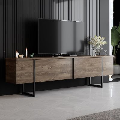 Comoda tv Luxe, 180x30x50 cm - Walnut
Black