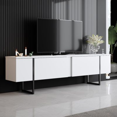 Comoda tv Luxe, 180x30x50 cm - White
Black