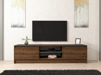 Comodă TV Olça, Nuc - Antracit, 180x40x45 cm - Nuc - Antracit