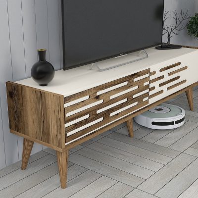 Comodă TV Valensiya 140, Diverse culori, 140x45x35 cm - Nuc - Crem