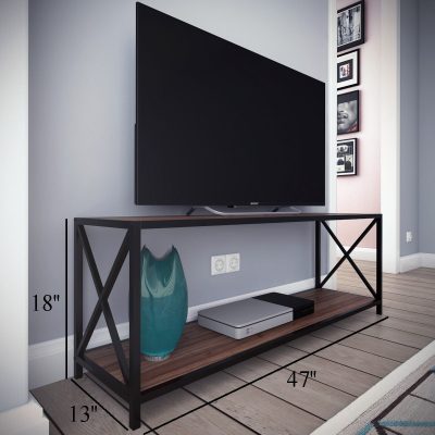 Comodă TV Xena, Nuc - Negru, 120x33x46 cm - Nuc - Negru