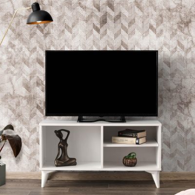 Comoda TV Zisino, Alb - Crem - Nuc - Gri (diverse dimensiuni) - Alb