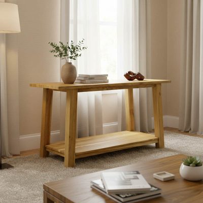 Consolă Decoza, Teak, Natur, 140x40x80 cm - Natur