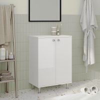 Corp Baie Zaria, 2 Usi, Alb lucios/Alb, MDF, L 60 x l 35 x H 85 cm
